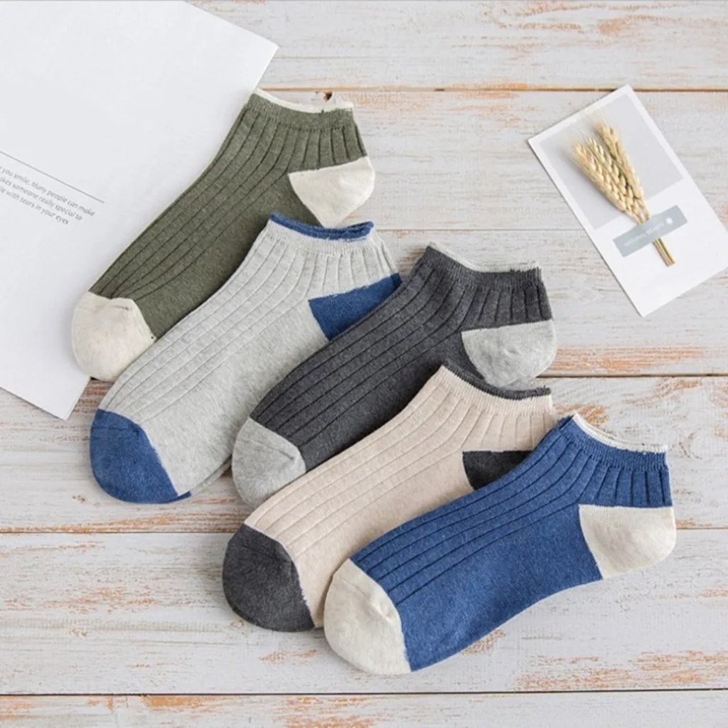 Men's Casual Shallow Mouth Vertical Striped Boat Socks Low-Top Socks