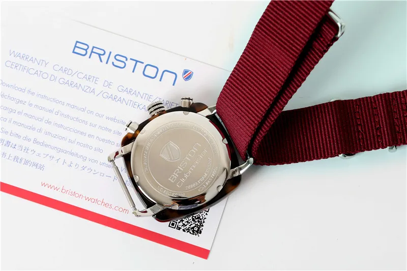 Оригинальные наручные часы BRISTON для пары, высококачественные Классические нейтральные кварцевые часы с серебристым ободком/красным циферблатом и ремешком красного цвета