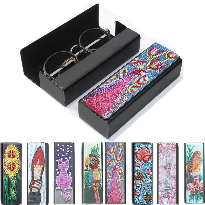 DIY Diamond Painting Glasses Storage Box PU Leather Sunglasses Storage Case Special Shaped Diamond Craft Christmas Gifts diamond painting,diamond painting accessories,diamond painting sealer,diamond painting stickers,diamond painting accessory box