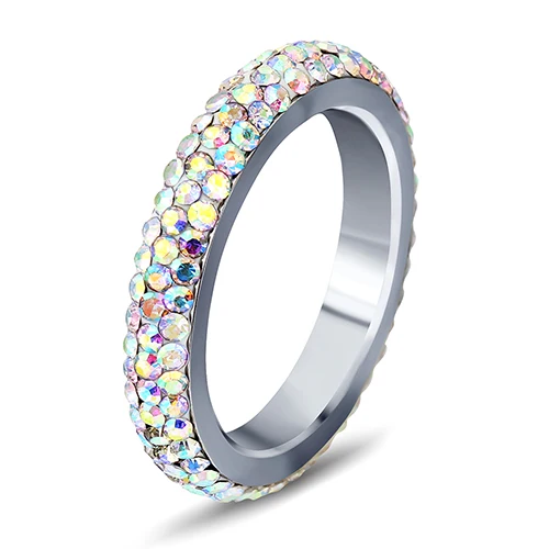 Стразы, многоцветное обручальное кольцо с кристаллами, нержавеющая сталь, модные ювелирные изделия для женщин, подарок - Цвет основного камня: AB