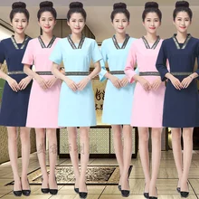 Лабораторное платье Больничная пластиковая униформа для врача рефлексологический массаж Женская спецодежда с коротким рукавом медицинская форма салон красоты спа