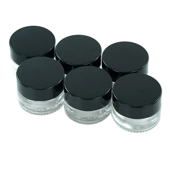 

10pcs Non-Stick Glass Wax Container Concentrate with Smooth Lid 5ml Glass jar Bottle for Smokong Oil