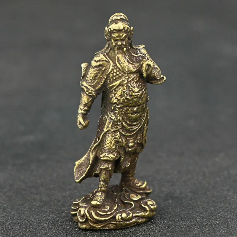 

1X Retro Chinese Copper God Of Wealth Guan Gong Figure Statue small Statue Figurine Miniature Home Office Table Decoration