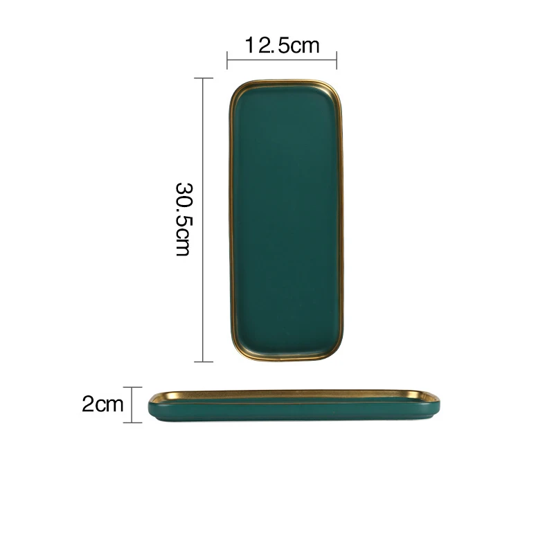 rectangle-G Винтажная керамическая тарелка, Пномпень, зеленая тарелка для стейка, Квадратная тарелка, десерт, торт, ювелирный поднос, Западная пищевая посуда, тарелки, наборы - Цвет: rectangle-G