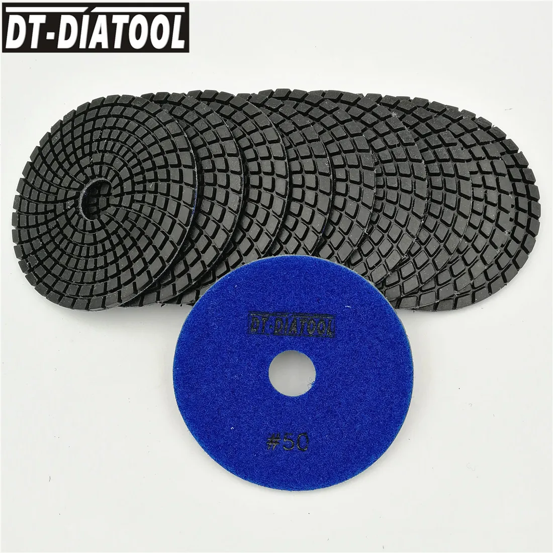 

DT-DIATOOL 10pcs Dia 100mm/4" Grit #50 Diamond Flexible Wet Polish Polishing Pads For Granite Marble Stone Sanding Disc