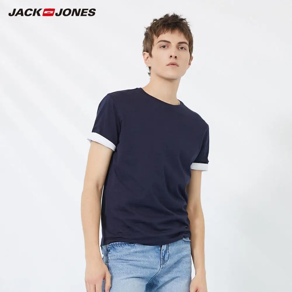 JackJones, Мужская хлопковая футболка, одноцветная, Ice Cool Touch, ткань, мужская, топ, модная футболка,, фирменная новинка, Мужская одежда, 220101546 - Цвет: NIGHT SKY