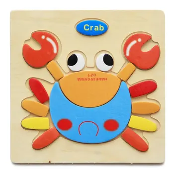 

Hot! 3D Wooden Puzzle Jigsaw Toys for Baby Cartoon Animal Puzzles Educational Developmental Kid Training Educational Toy Gift