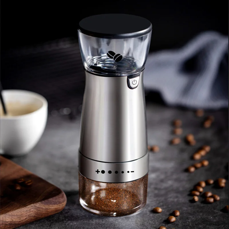 Molinillo de café eléctrico USB, herramienta de cocina de acero inoxidable ajustable, molino de granos de café profesional, molinillo de pimienta