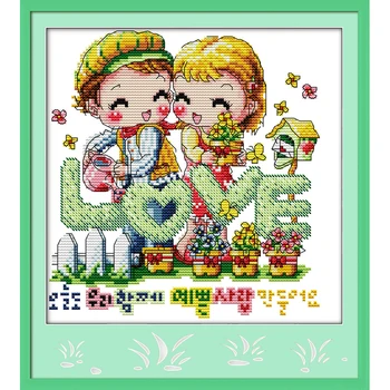 

Everlasting love Drawing love Chinese cross stitch kits Ecological cotton stamped 14CT 11CT DIY gift wedding decoration for home