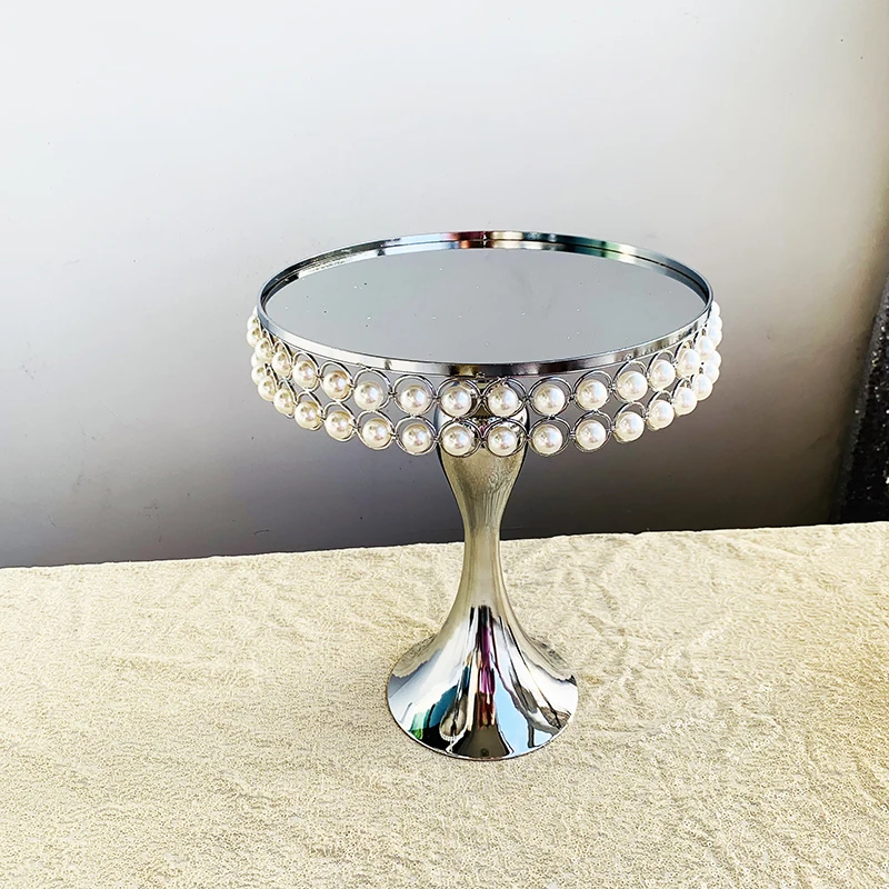 10inch 1pcs Перламутровый Серебряный торт стенд круглые подставки для кексов металлическая подставка для десерта на свадьбу, день рождения или Вечерние торжества - Цвет: 10inch 1pcs