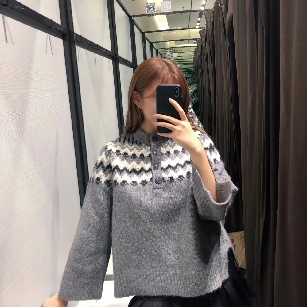 Увядшие зимние свитера для женщин pull femme Англия Винтаж большие трикотажные жаккардовые свитера с плетением женские пуловеры Топы