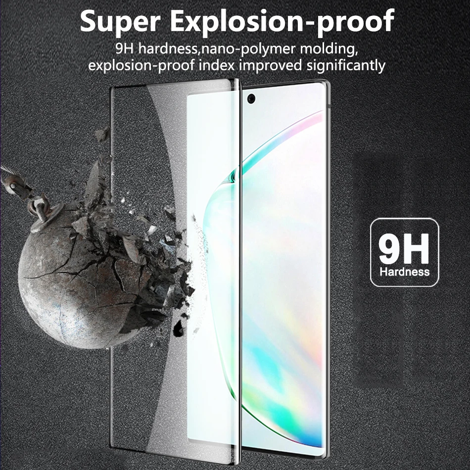 9H стеклянная пленка для samsung Galaxy Note 10 Plus Защитная пленка для жесткого стекла плёнка полностью покрывающая протектор экрана закаленное стекло для Note 10