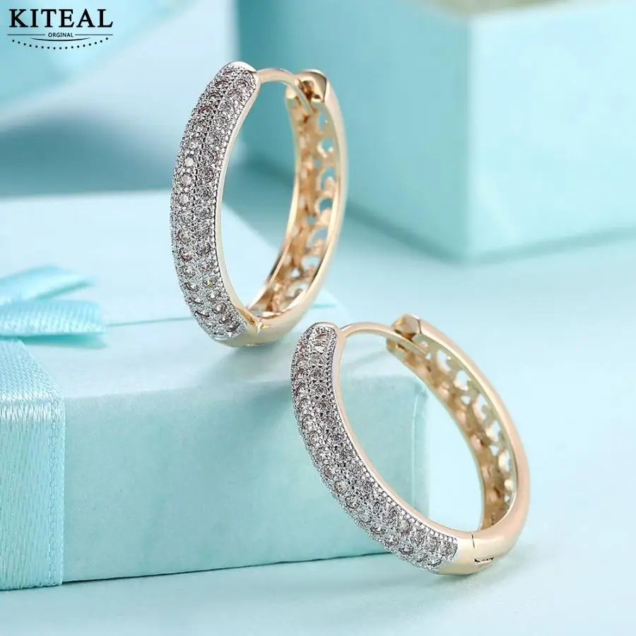 Kiteal, новинка, элегантные серьги для пирсинга, микро-инкрустация, серьги-кольца для женщин, золотой цвет, камень, серьги, круглые ювелирные изделия XUE218