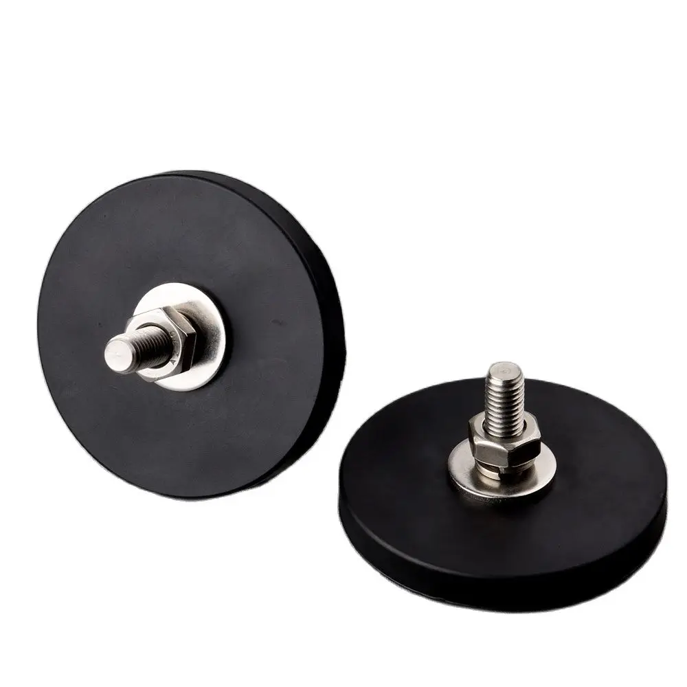 2PC 28KG Powerful Neodymium Magnet Disc With Rubber Costed D66mm M8 1 ...