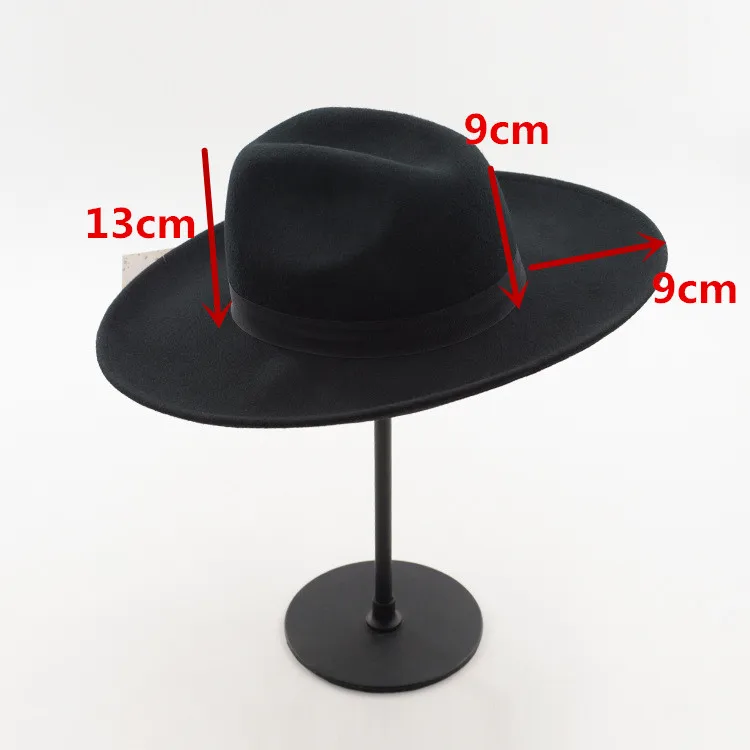 01909-HH8004 Зимняя шерстяная однотонная формальная Шляпа Fedora для мужчин и женщин для отдыха Панама шляпа