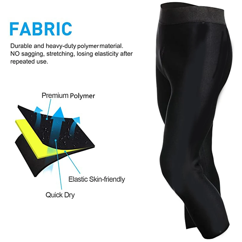 Men Sweat Sauna Capri Tummy Control Body Shaper Weight Loss Compression Slimming Pants Waist Trainer Thermo Gym Workout Corset