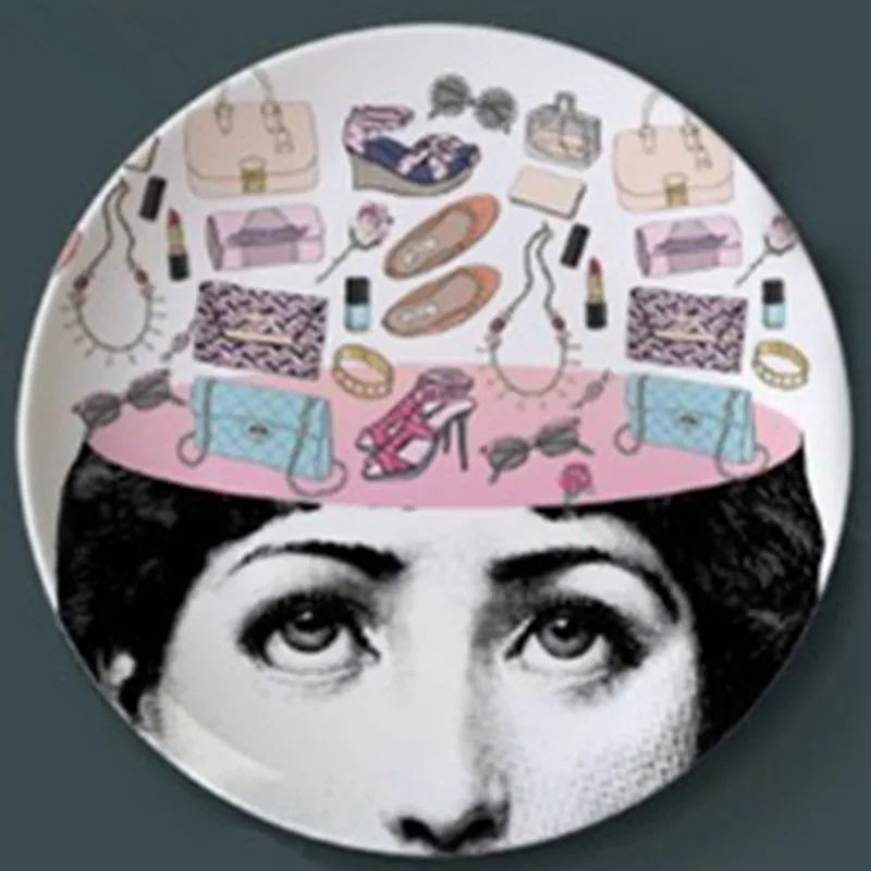 

Italy Fornasetti Lina Cavalieri Ceramics Hanging Dish Restaurant Wall Art Decorations Living Room Sitting Plate Ornaments X2246