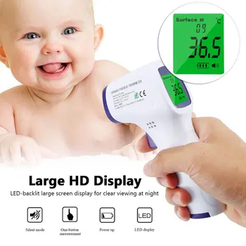 

Forehead Non Contact Baby Thermometer Infrared LCD Body Temperature Fever Digital IR Measurement Tool Gun for Baby Adult Hot!