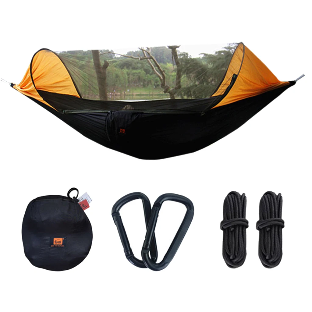 Camping Nylon Hammock Ultralight Portable with Mosquito Net Tree Straps for Outdoor Travel Backyard Hiking Climbing Trekking 