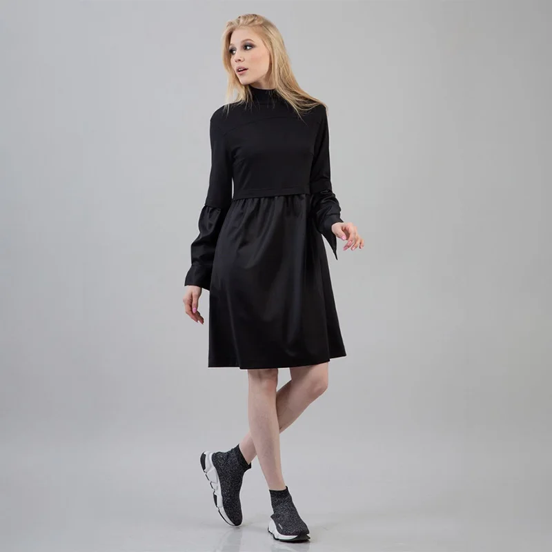 Женское хлопковое черное платье в стиле пэчворк вечерние женское повседневное