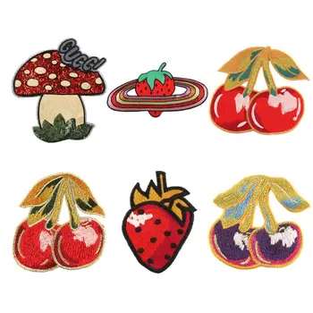 

Sequins Mushroom Cherry Strawberry Badge Patches Cute Cartoon Sewing/Iron On Embroidered Applique Clothes Hat DIY Decor
