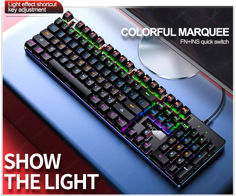 teclas wired gaming teclado preto azul eixo