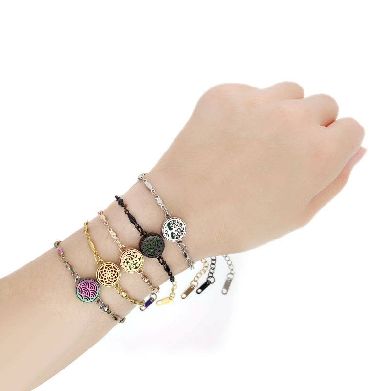 316L Stainless Steel 12mm Colorful Bracelet Diffuser Locket with Adjustable Chain Bracelet Fashion Jewelry Free 10Pads bracelet jewelry
