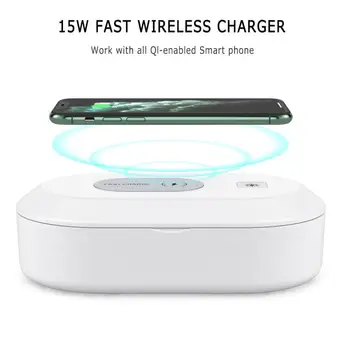 

Wireless Charger 15W Quick Charge For Smartphone Multifounction UV Phone Sterilizer Box Phone Charger Disinfection Box