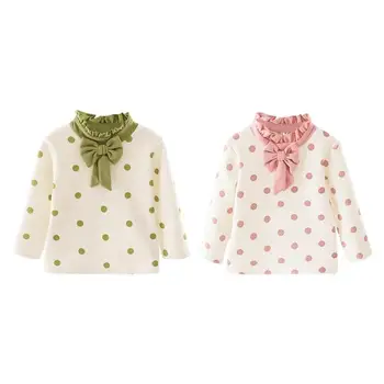 

Baby Girl Kids Cute Tops Korean Lovely Cute Cotton Leisure Daily Thickening Bow Long-Sleeves Ruffle Princess Costume