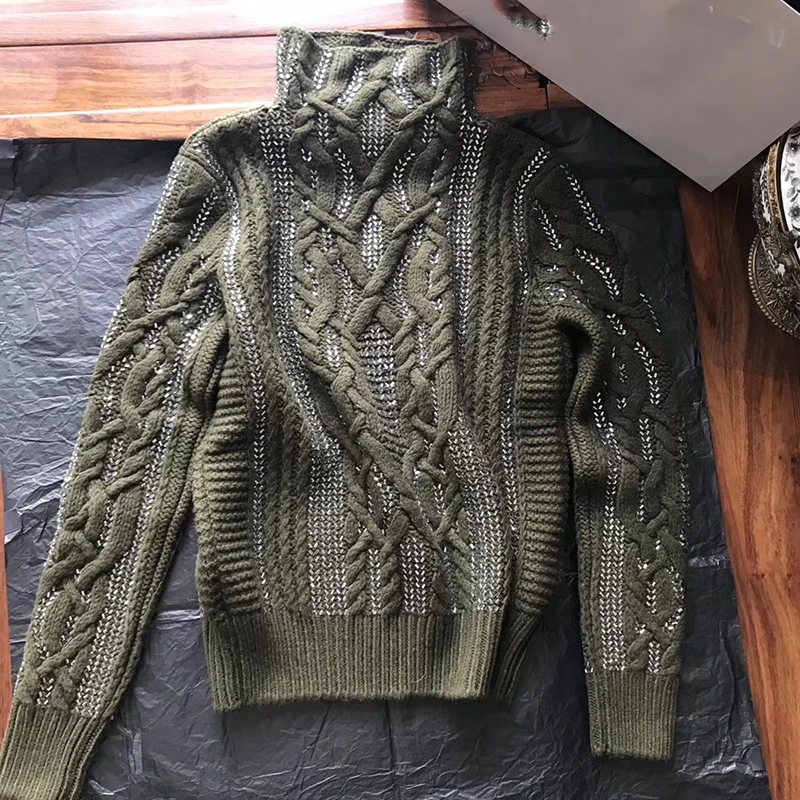  Vintage Chic Striped Oversized Knitted Sweater Women 2019 Fashion Long Sleeve Side Slit Loose Pullo