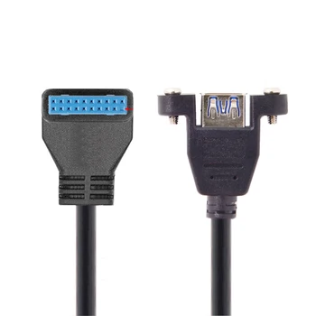 

Chenyang 20pin USB 3.0 Female Screw Mount to Motherboard Header A Type Cable 25cm Up Angled