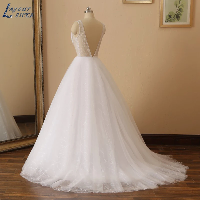 YQS021 Vestido De Noiva кружевное свадебное платье с v-образным вырезом, свадебное платье трапециевидной формы, свадебное платье на заказ