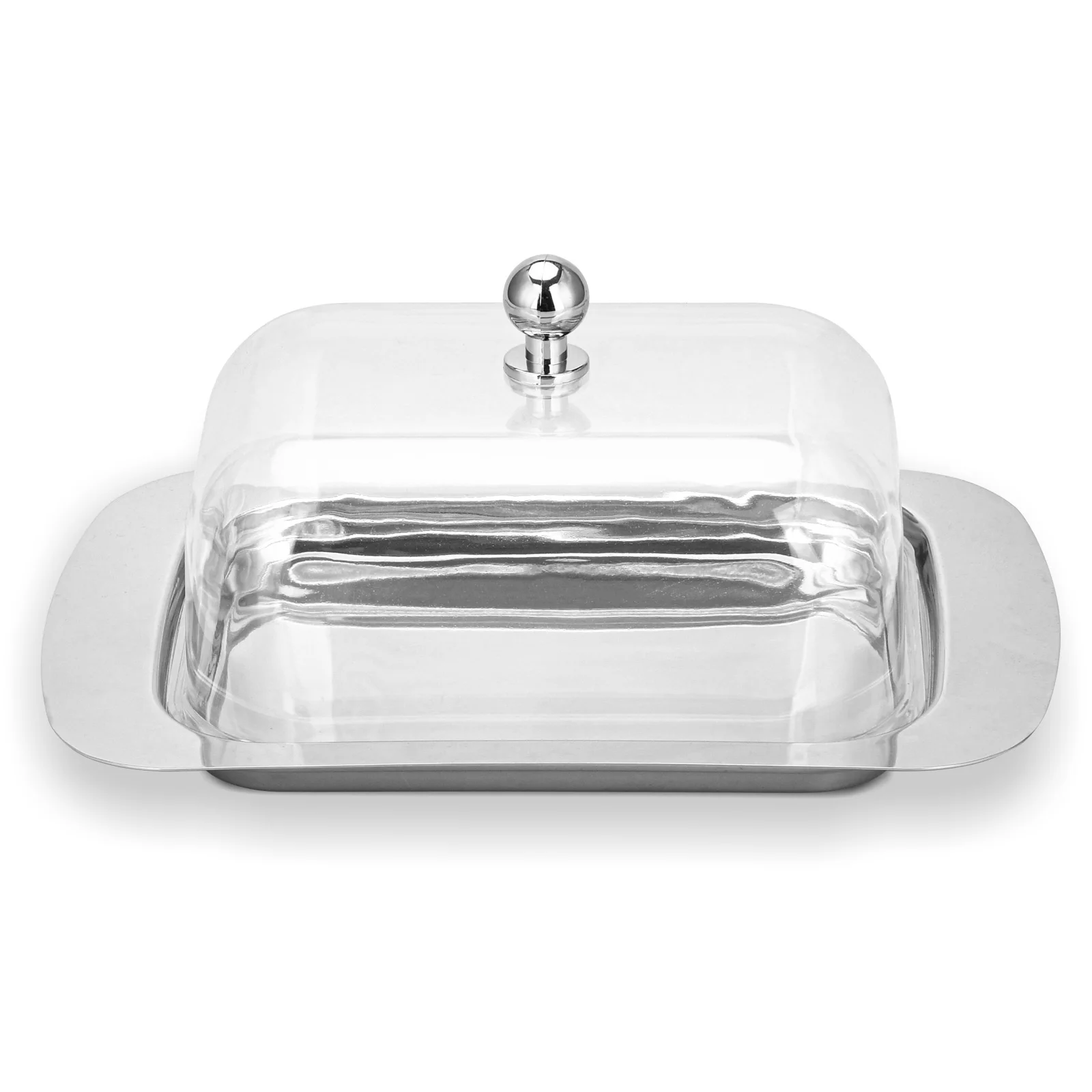 Butter Dish Stainless Steel Plates Stainless Steel Acrylic Material Square Oiler Butter Plates for Food Butter Box Dish with Lid Oil Lubricator