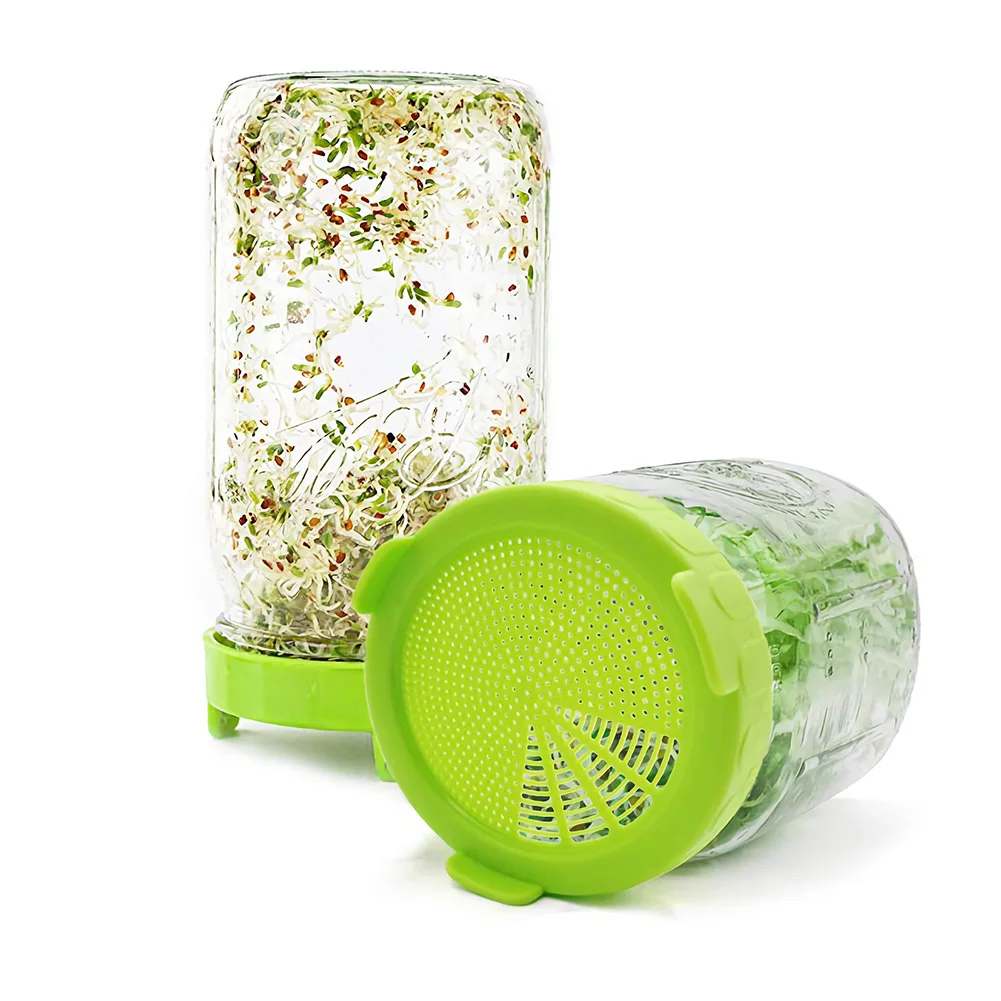 1PC Food Bottle Grade Mesh Sprout Cover Kit Seed Crop Germination Strainer Silicone Sealing Ring Lid Mason Jar Germination