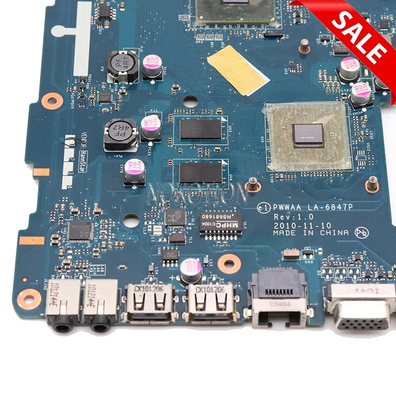 Материнская плата NOKOTION для ноутбука Toshiba Satellite C660 A660 K000114920 PWWAA LA 6847P DDR3|Материнские