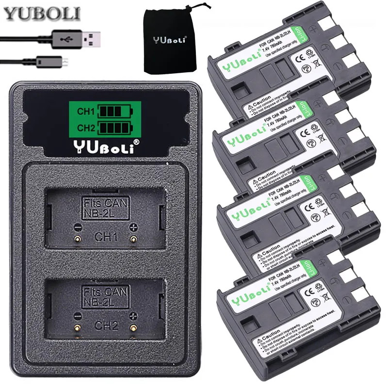 Аккумулятор NB 2L nb2l NB2LH + зарядное устройство с двумя USB портами для Canon EOS 400D S80 S70 S50