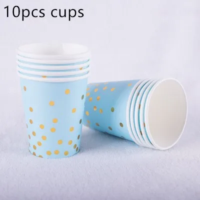 White Gold Dot Paper Cup Plate Napkins For Happy Birthday Wedding Disposable Tableware Party Decoration Supplies