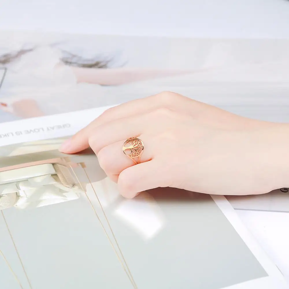 Skyrim Tree of Life Adjustable Ring Viking Stainless Steel Gold Color Finger Rings Jewelry Anniversary Gifts for Women Girl 2021