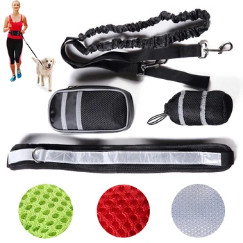 

Hands Free Dog Leash for Running Walking Jogging Training Hiking Retractable Dog Running Waist Leash Reflective Sports Set