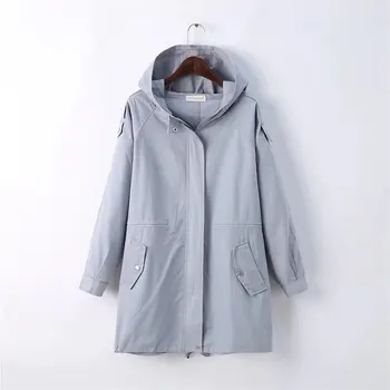 

Vogue Solid Loose Hooded Trench Coat For Women Cute Japan Style Ladies Windbreaker Harajuku Safari Style Designer Fall Coat