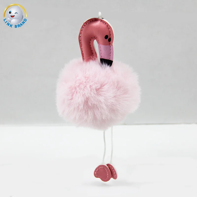 Горячая Фламинго Pom-pom брелок креативный плюшевый мешок Автомобиль Подвеска Pu мех одежда сумка брелок