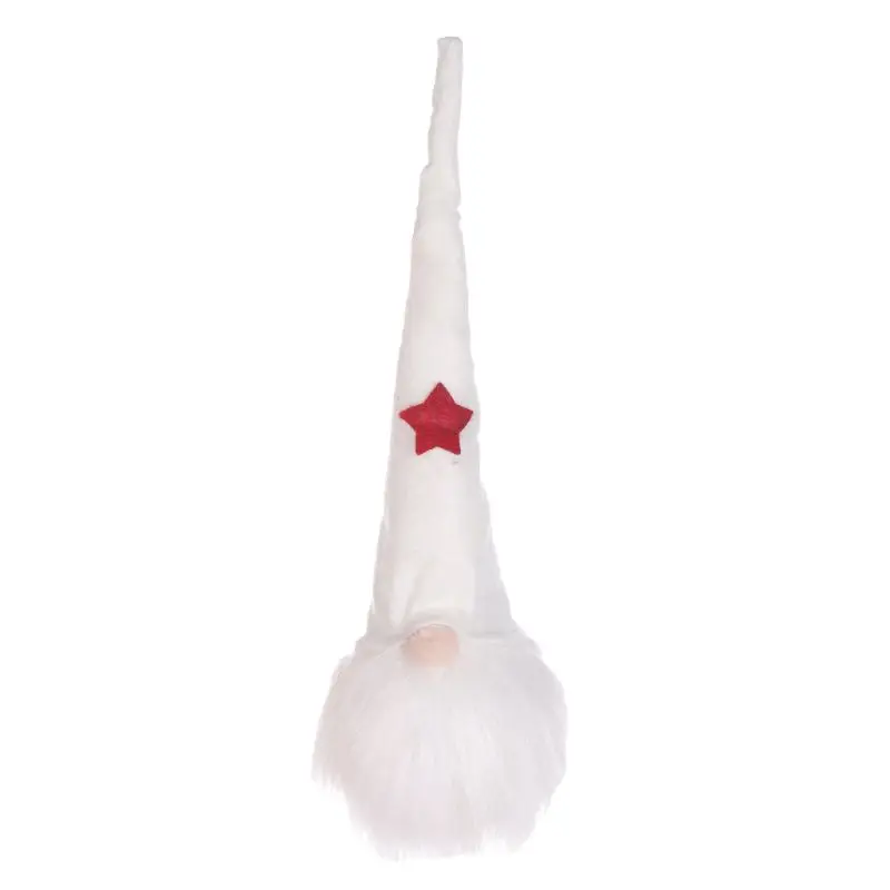 Merry Christmas Long Hat Swedish Santa Gnome Plush Doll with Light Elf Toy Home Party Decoration - Цвет: Белый