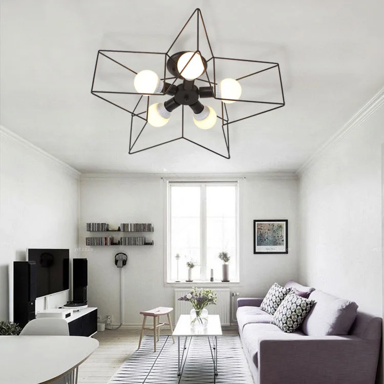 

Iron Art Ceiling Lamp Cartoon CHILDREN'S Room LED Northern European-Style Cool Color Five-pointed Star Bedroom Hallway Ceiling L