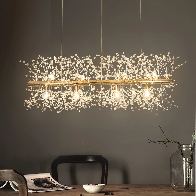 Snowflake Chandelier Nordic Style Lamp Creative Personality Crystal Model Atmosphere Light Luxury Living Room Lighting