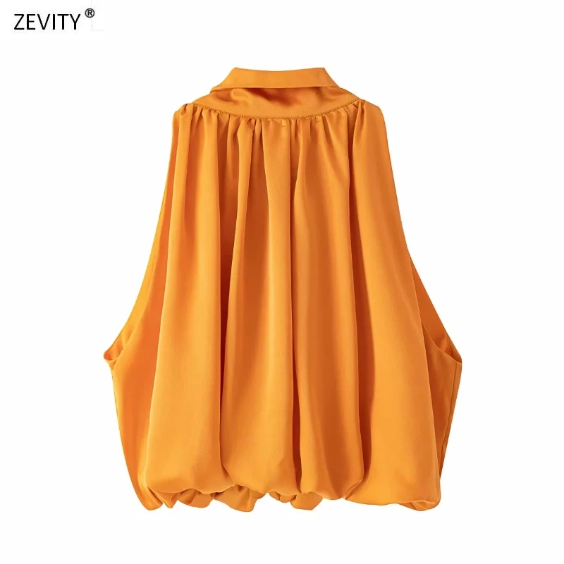 Новая женская модная повседневная свободная короткая блузка Zevity с бантом на