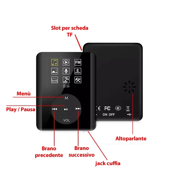 Leitor de Slot Fones de Ouvido Enviado da Itália Rádio 64gb Ebook 2gb Micro Usb Preto Branco qe 99 S0435 sd Mp4 js - 12 - Image 5