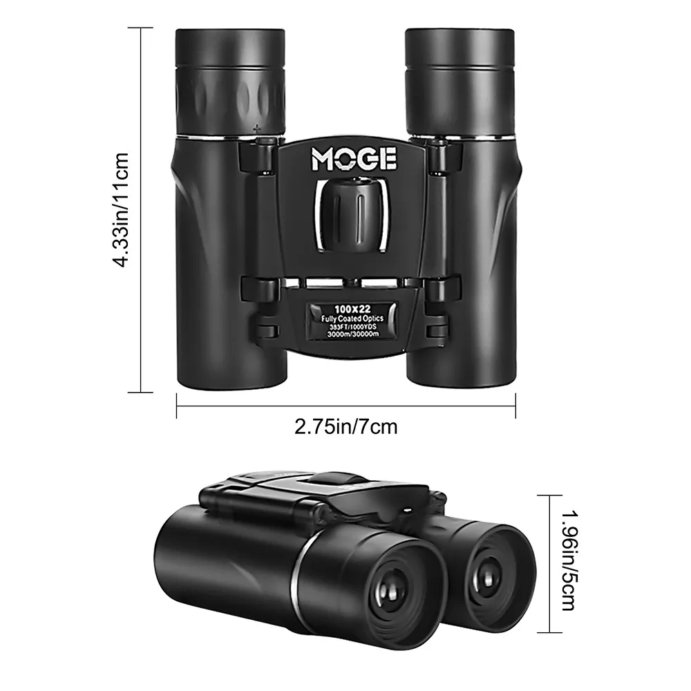 100X22 Powerful Binoculars 3000M Long Range Folding Mini Telescope Professional Zoom Optics Outdoor Camping Travel Tools