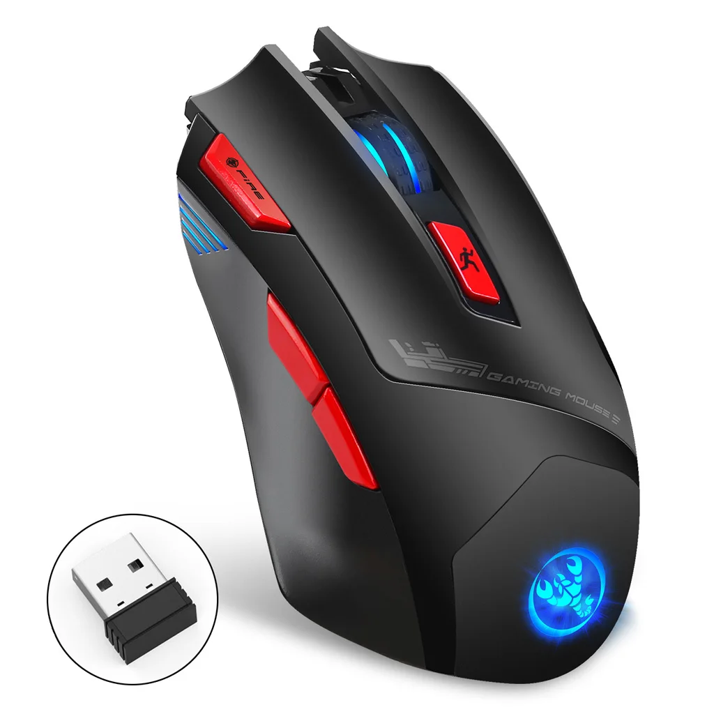 2,4 ГГц Беспроводная игровая мышь 4800 dpi Регулируемая перезаряжаемая мышь 6 ботов Эргономическая оптическая мышь для компьютера ноутбука ПК