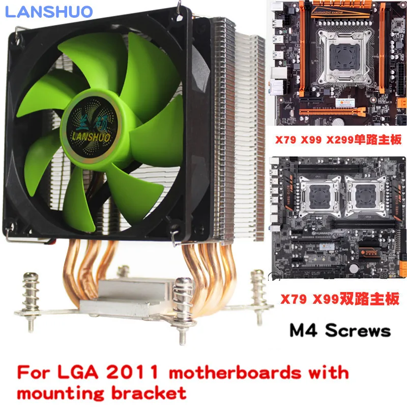 NO RGB Light 3/4PIN RGB светодиодный кулер для процессора 4-Heatpipe 12 в 9 см радиатор охлаждения для LGA 2011X79X99X299 - Цвет лезвия: NO RGB Light