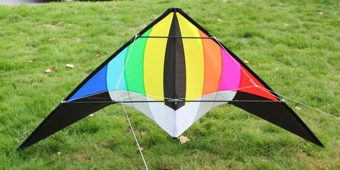 Out Door Sport 1.8/2.2 m Power Stunt Kite  Dual Line Rainbow Triangle Kite Good  Flying  With Handle And Line 3